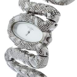 Pre Owned Roberto Cavalli Silver Stainless Steel Cleopatra R7253195515 Women's Wristwatch 40 MM