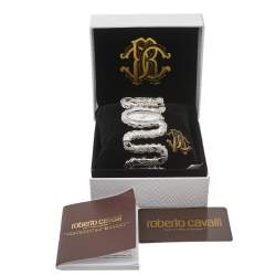 Pre Owned Roberto Cavalli Silver Stainless Steel Cleopatra R7253195515 Women's Wristwatch 40 mm