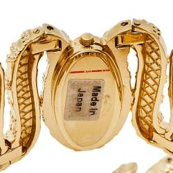 Pre Owned Roberto Cavalli Yellow Gold Plated Stainless Steel Cleopatra R7253195517 Women's Wristwatch 40 mm