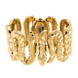 Roberto Cavalli Yellow Gold Plated Stainless Steel Cleopatra R7253195517 Women's Wristwatch 40 mm