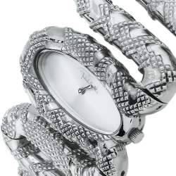 Pre Owned Roberto Cavalli Silver Stainless Steel Cleopatra R7253195515 Women's Wristwatch 40 mm