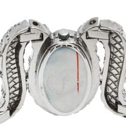 Pre Owned Roberto Cavalli Silver Stainless Steel Cleopatra R7253195515 Women's Wristwatch 40 mm