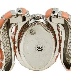 Pre Owned Roberto Cavalli Silver Enamel Stainless Steel Cleopatra R7253195525 Women's Wristwatch 40 mm
