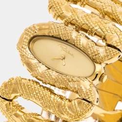 Pre Owned Roberto Cavalli Yellow Gold Plated Stainless Steel Cleopatra R7253195517 Women's Wristwatch 40 mm