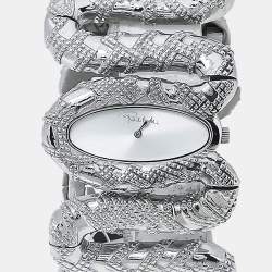 Pre Owned Roberto Cavalli Silver Stainless Steel Cleopatra R7253195515 Women's Wristwatch 40 mm