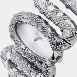 Pre Owned Roberto Cavalli Silver Stainless Steel Cleopatra R7253195515 Women's Wristwatch 40 mm