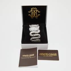 Pre Owned Roberto Cavalli Silver Stainless Steel Cleopatra R7253195515 Women's Wristwatch 40 mm