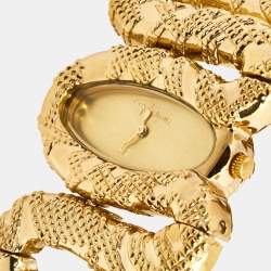 Pre Owned Roberto Cavalli Yellow Gold Plated Stainless Steel Cleopatra R7253195517 Women's Wristwatch 40 mm