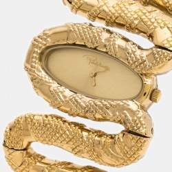Roberto Cavalli Yellow Gold Plated Stainless Steel Cleopatra R7253195517 Women's Wristwatch 40 mm