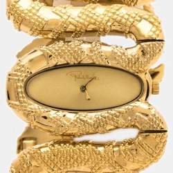Roberto Cavalli Yellow Gold Plated Stainless Steel Cleopatra R7253195517 Women's Wristwatch 40 mm