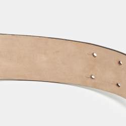 Pre Owned Roberto Cavalli Gold Leather Studded RC Belt 90CM