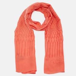 Pre Owned Roberto Cavalli Pink Snake Skin Patterned Silk Scarf 