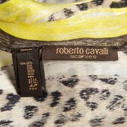 Pre Owned Roberto Cavalli Brown Leopard Print Silk Stole 