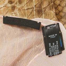 Pre Owned Roberto Cavalli Brown/Pink Python Print Lurex Silk  Scarf