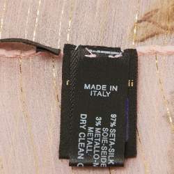 Pre Owned Roberto Cavalli Brown/Pink Python Print Lurex Silk  Scarf