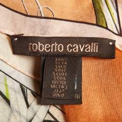 Pre Owned Roberto Cavalli Orange Printed Silk Chiffon Stole 