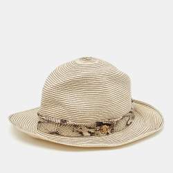 Roberto Cavalli Cream Straw Fedora Hat
