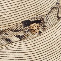 Roberto Cavalli Cream Straw Fedora Hat