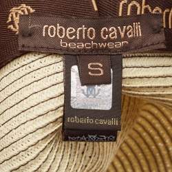 Roberto Cavalli Cream Straw Fedora Hat