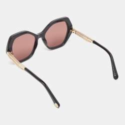 Pre Owned Roberto Cavalli Black/Brown RC 1105 Hexagonal Sunglasses