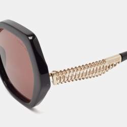 Pre Owned Roberto Cavalli Black/Brown RC 1105 Hexagonal Sunglasses