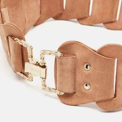 Pre Owned Roberto Cavalli Beige Suede Metal Square Waist Belt S