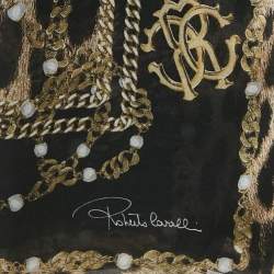 Roberto Cavalli Brown Chain/Leopard Print Silk Scarf