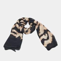 Roberto Cavalli Black Print Silk Stole