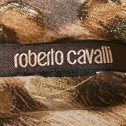 Roberto Cavalli Brown Leopard Print Silk Fil-coupe Scarf