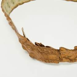 Roberto Cavalli Gold Crocodile Back Horn Waist Belt