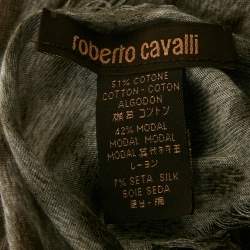 Roberto Cavalli Grey Animal Print Cotton & Modal Scarf