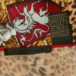 Pre Owned Roberto Cavalli Brown Leopard Print Silk Scarf