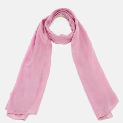 Pre Owned Roberto Cavalli Pink Jacquard Wool Blend Scarf