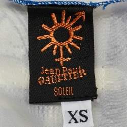 Pre Owned Jean Paul Gaultier Blue/White Striped Silk Scarf 