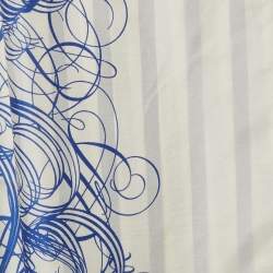Pre Owned Jean Paul Gaultier Blue/White Striped Silk Scarf 