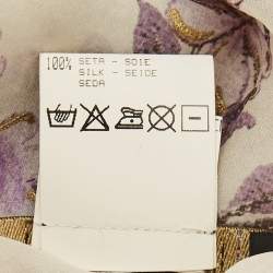 Pre Owned Roberto Cavalli Off-White Floral and Bird Print Silk Stole