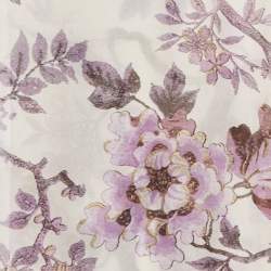 Pre Owned Roberto Cavalli Off-White Floral and Bird Print Silk Stole