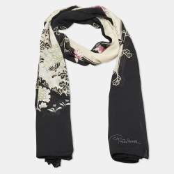 Pre Owned Roberto Cavalli Multicolor Floral Printed Silk Scarf