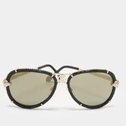 مملوكة مسبقًا Roberto Cavalli Black Mirrored Mebsuta 885S Aviator Sunglasses