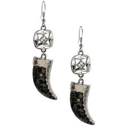 Pre Owned أقراط روبرتو كافالي ماربل توث كريستال فضية اللون بمشابك