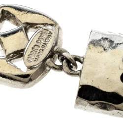 Pre Owned أقراط روبرتو كافالي ماربل توث كريستال فضية اللون بمشابك