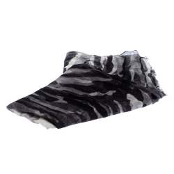 Roberto Cavalli Grey Camouflage Print Cashmere and Silk Scarf 
