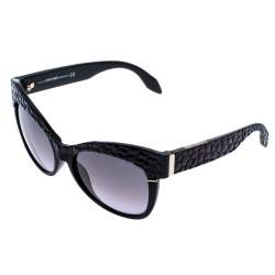 Roberto Cavalli Black Croc Embossed/ Grey Gradient 740S Teti Cat Eye Sunglasses
