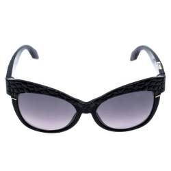 Roberto Cavalli Black Croc Embossed/ Grey Gradient 740S Teti Cat Eye Sunglasses