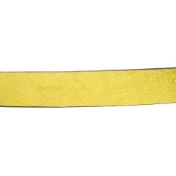 Roberto Cavalli Yellow Leather Flower Snake Buckle Belt 95CM