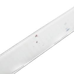 Roberto Cavalli White Patent Leather Crystal Embellished Buckle Belt 95CM