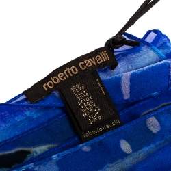 Pre Owned وشاح روبرتو كافالي حرير أزرق نقشة الفه