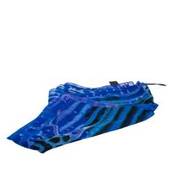 Pre Owned وشاح روبرتو كافالي حرير أزرق نقشة الفه