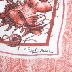 مملوكة مسبقًا Roberto Cavalli Red & White Coral Reef Print Silk Scarf 
