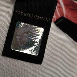 مملوكة مسبقًا وشاح روبرتو كافالي مربع حرير طباعة زهور كريمي